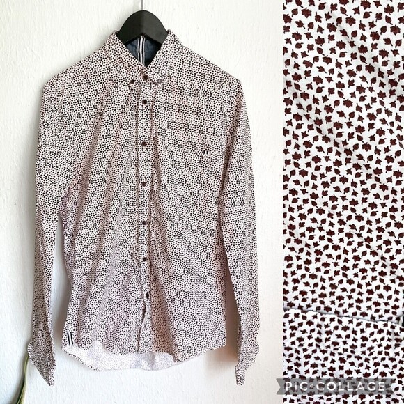 Zara Other - Zara Man Men's M Slim Fit Button Down Long Sleeve Shirt Fall Leaves Cotton